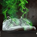 یک جفت کفش که هاله سبز رنگی از آن خارج می شود و بو می دهد